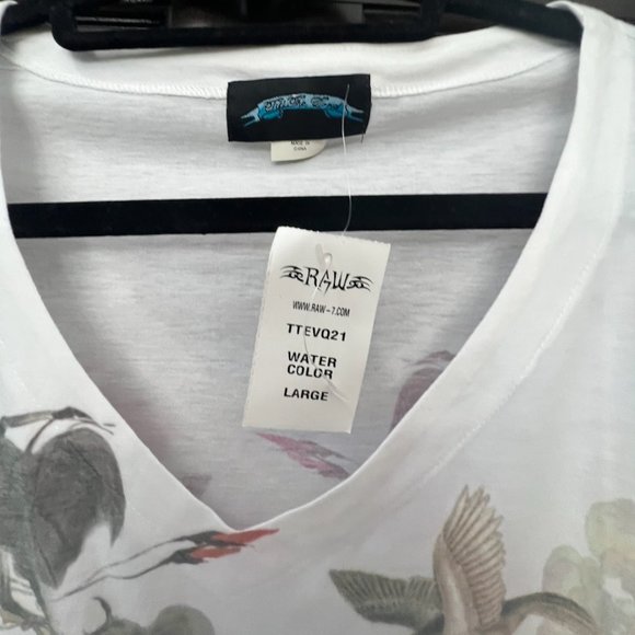 RAW 7 LONG-SLEEVE V-NECK WITH DESIGN, US SIZE L, WHITE WATER COLOR - Picture 4 of 5